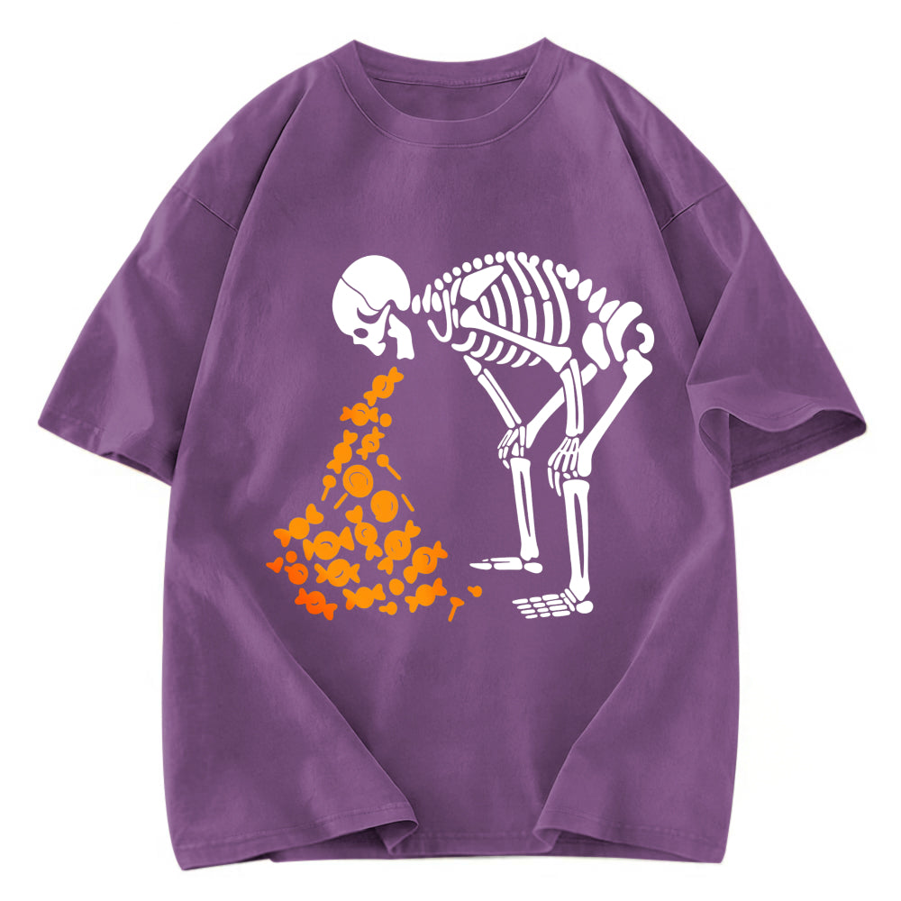 Tokyosol Candies Funny Halloween Skeleton Washed T-Shirt