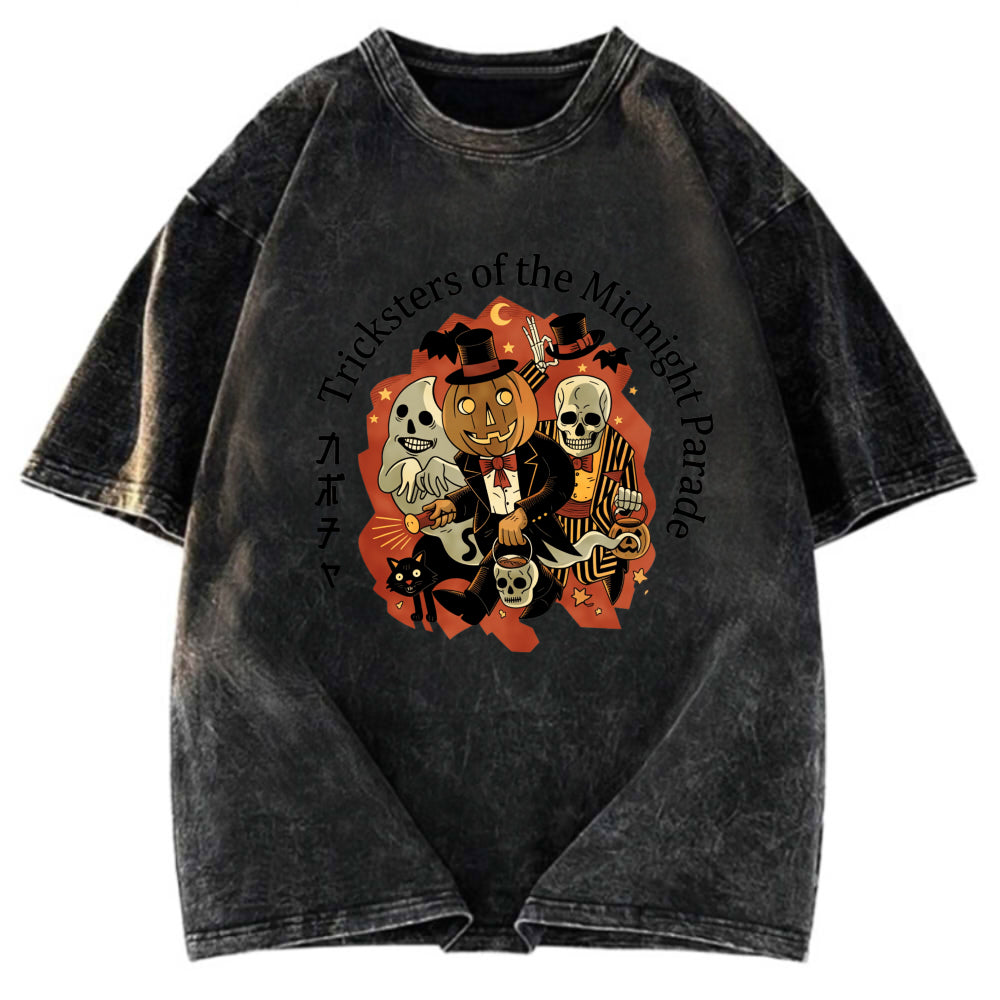 Tokyosol Halloween Pumpkin Vintage Washed T-Shirt