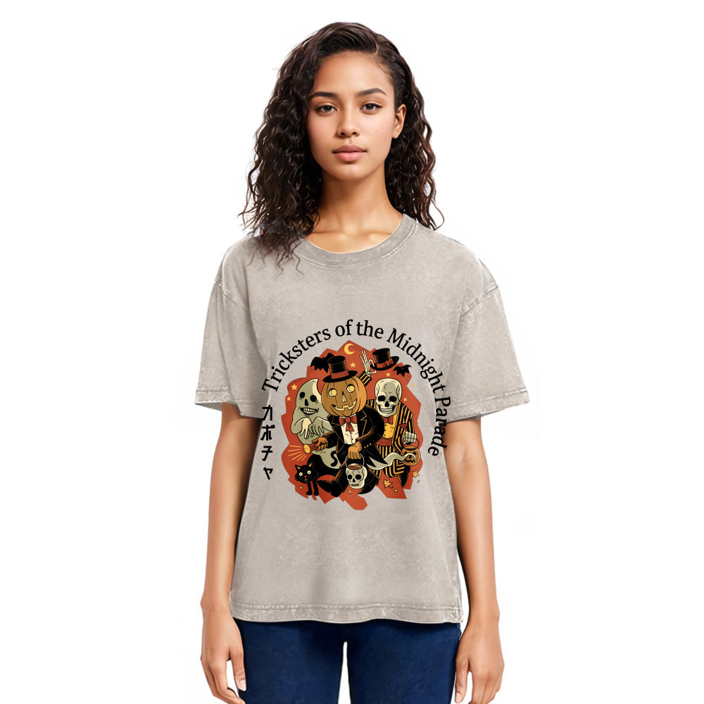 Tokyosol Halloween Pumpkin Vintage Washed T-Shirt