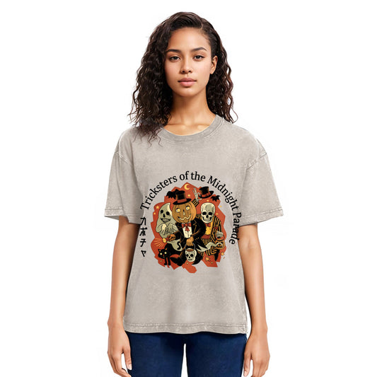Tokyosol Halloween Pumpkin Vintage Washed T-Shirt