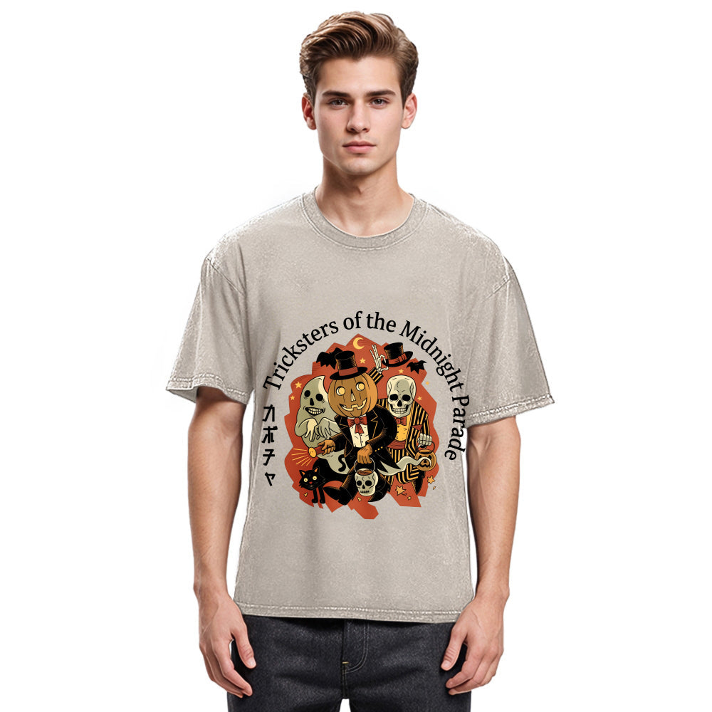 Tokyosol Halloween Pumpkin Vintage Washed T-Shirt