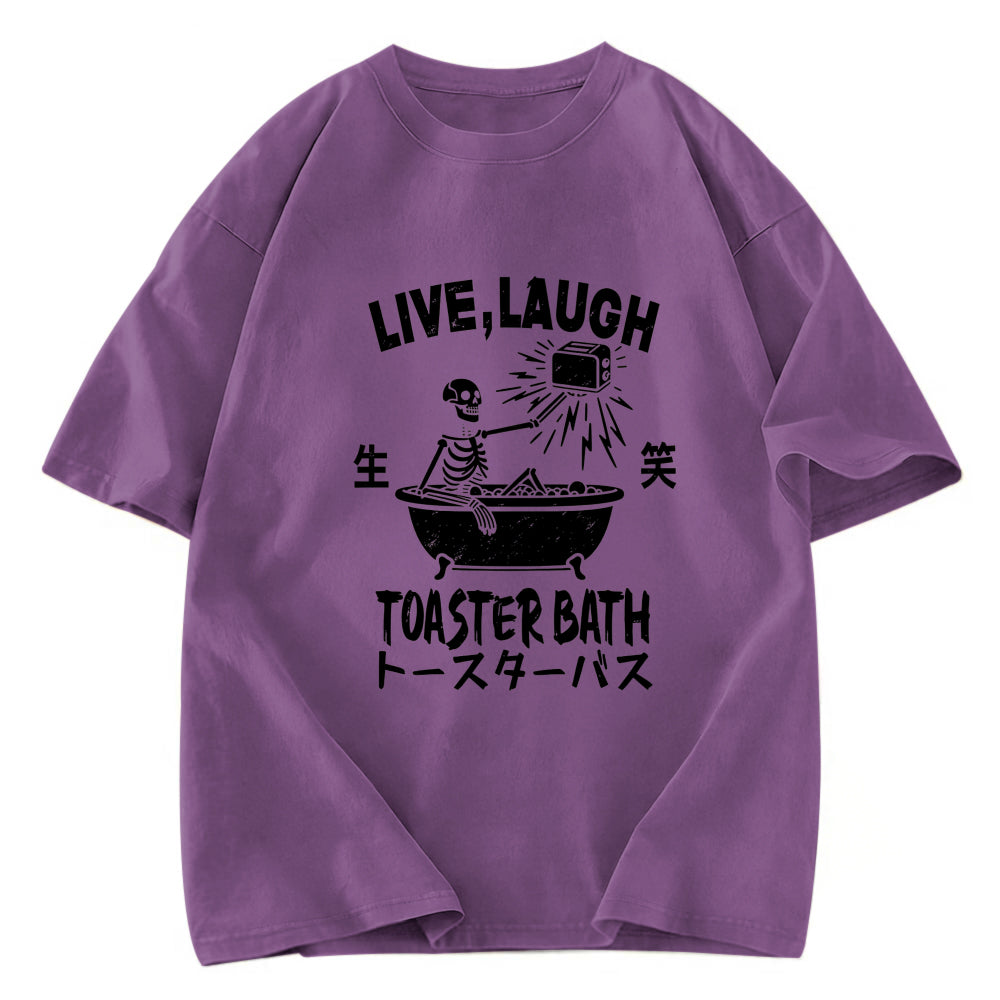 Tokyosol Funny Electric Shock Skeleton Washed T-Shirt