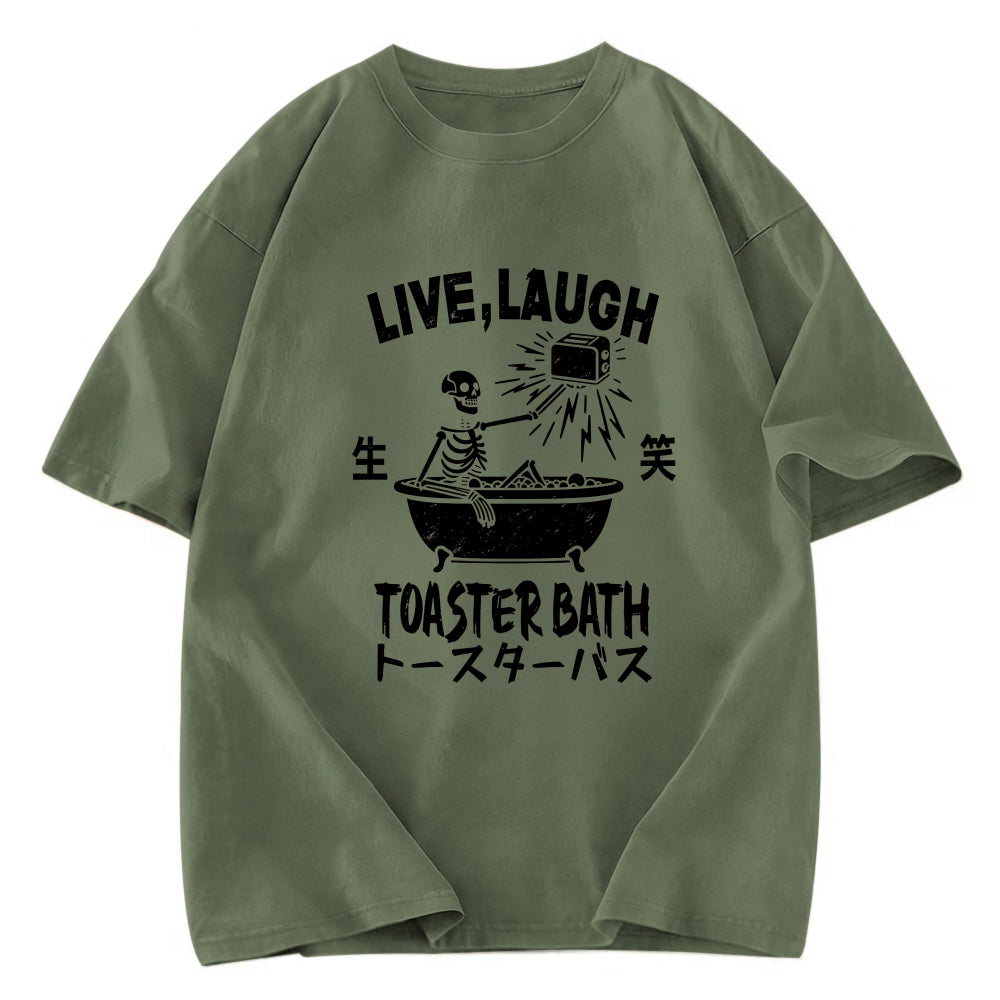 Tokyosol Funny Electric Shock Skeleton Washed T-Shirt