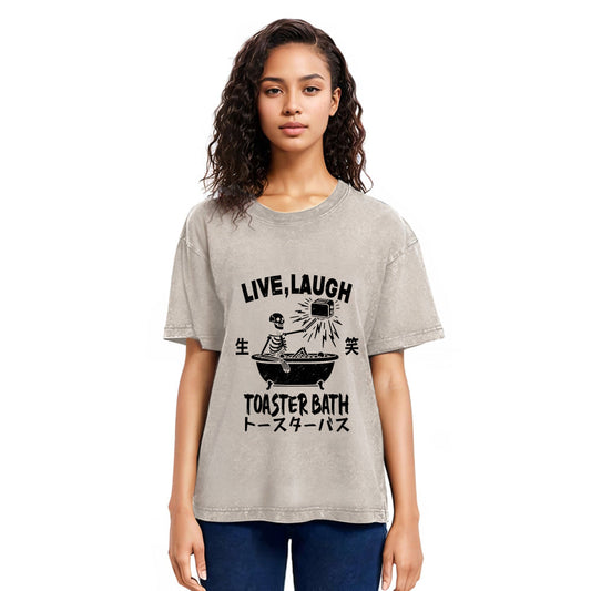 Tokyosol Funny Electric Shock Skeleton Washed T-Shirt