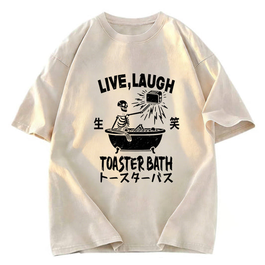 Tokyosol Funny Electric Shock Skeleton Washed T-Shirt