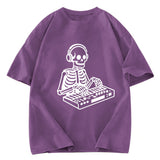 Tokyosol Skeleton Playing The Music Washed T-Shirt