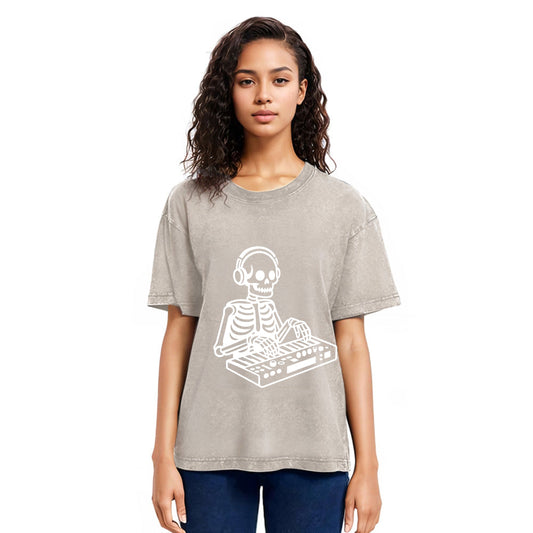 Tokyosol Skeleton Playing The Music Washed T-Shirt