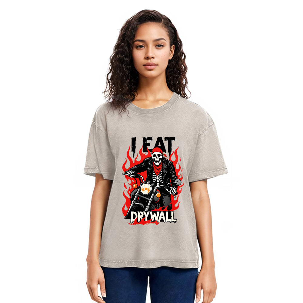 Tokyosol Eat Drywall Funny Meme Washed T-Shirt