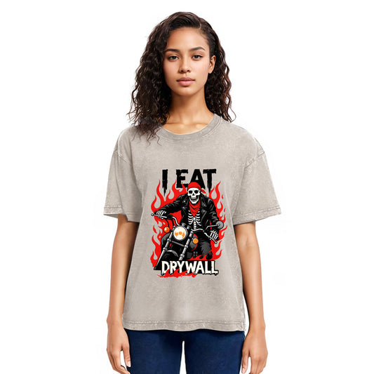 Tokyosol Eat Drywall Funny Meme Washed T-Shirt