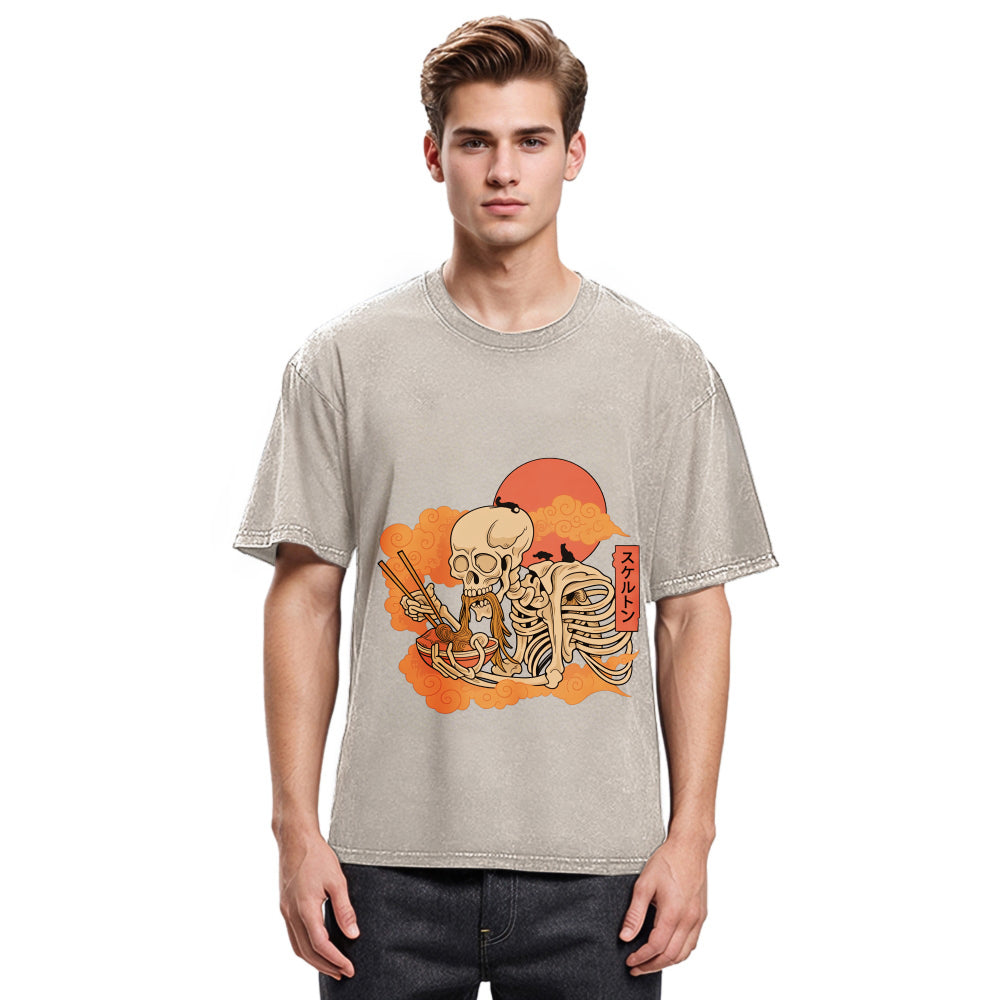 Tokyosol Yokai Ramen and Cats Washed T-Shirt