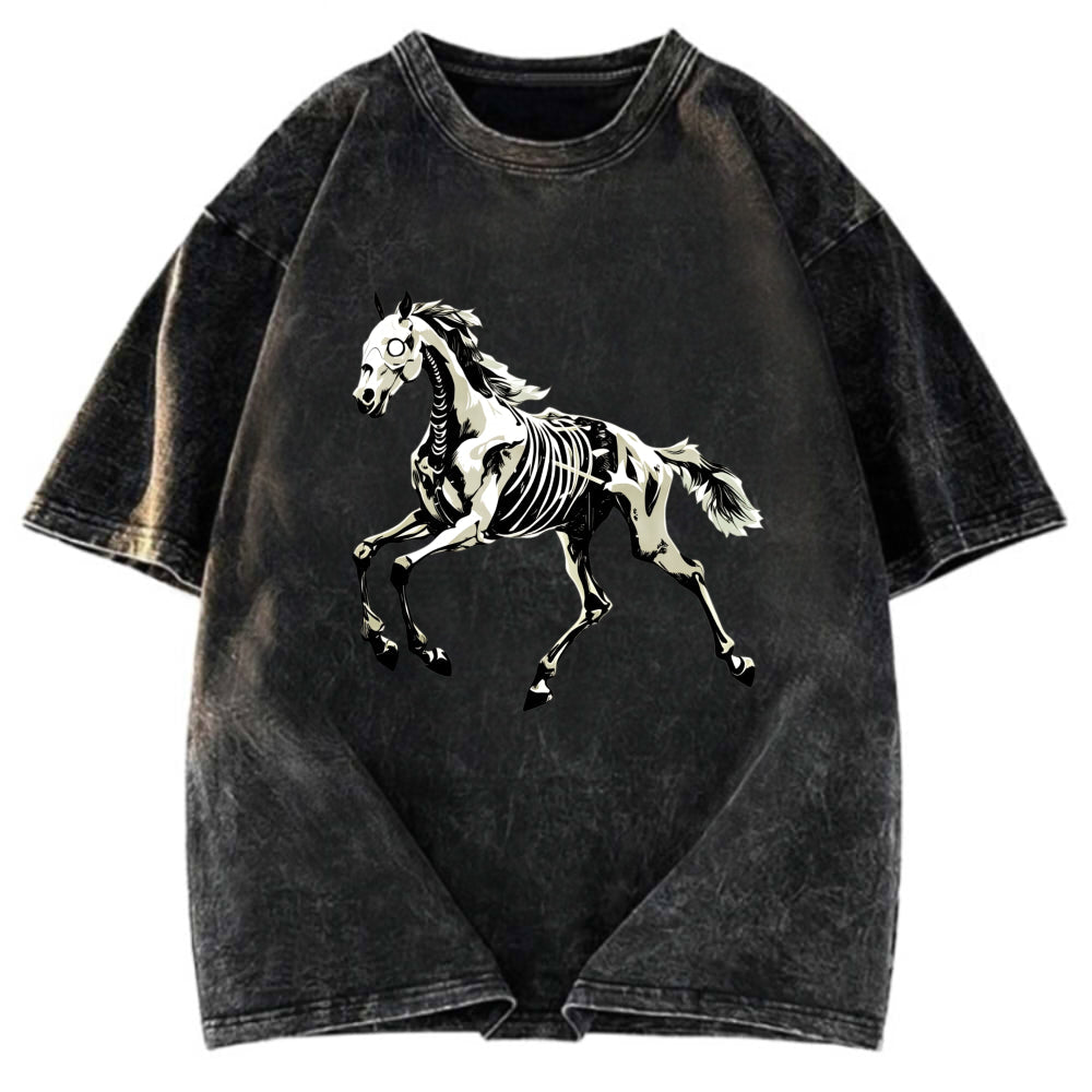 Tokyosol Horse Funny Meme Vintage Washed T-Shirt