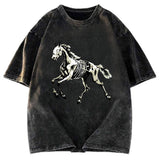 Tokyosol Horse Funny Meme Vintage Washed T-Shirt
