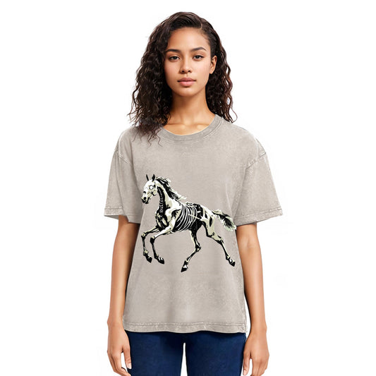 Tokyosol Horse Funny Meme Vintage Washed T-Shirt