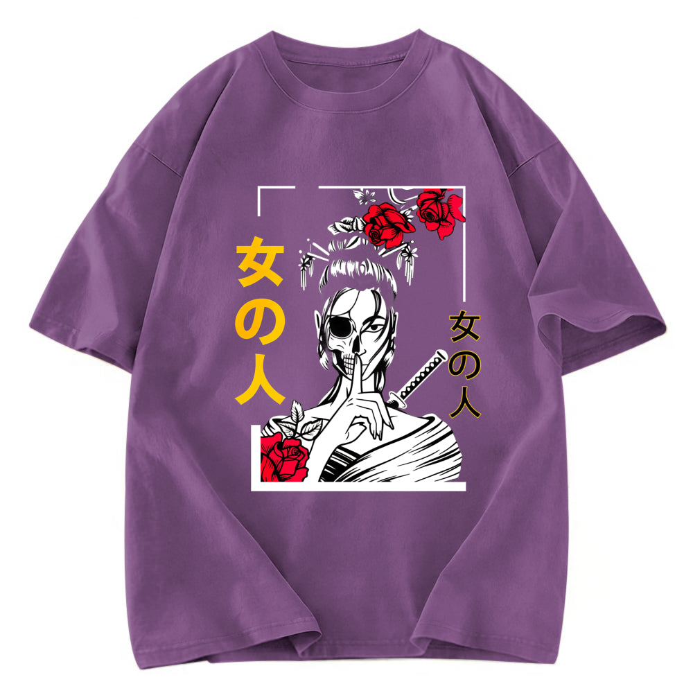 Tokyosol Japanese Samurai Geisha Skull Classic T-Shirt
