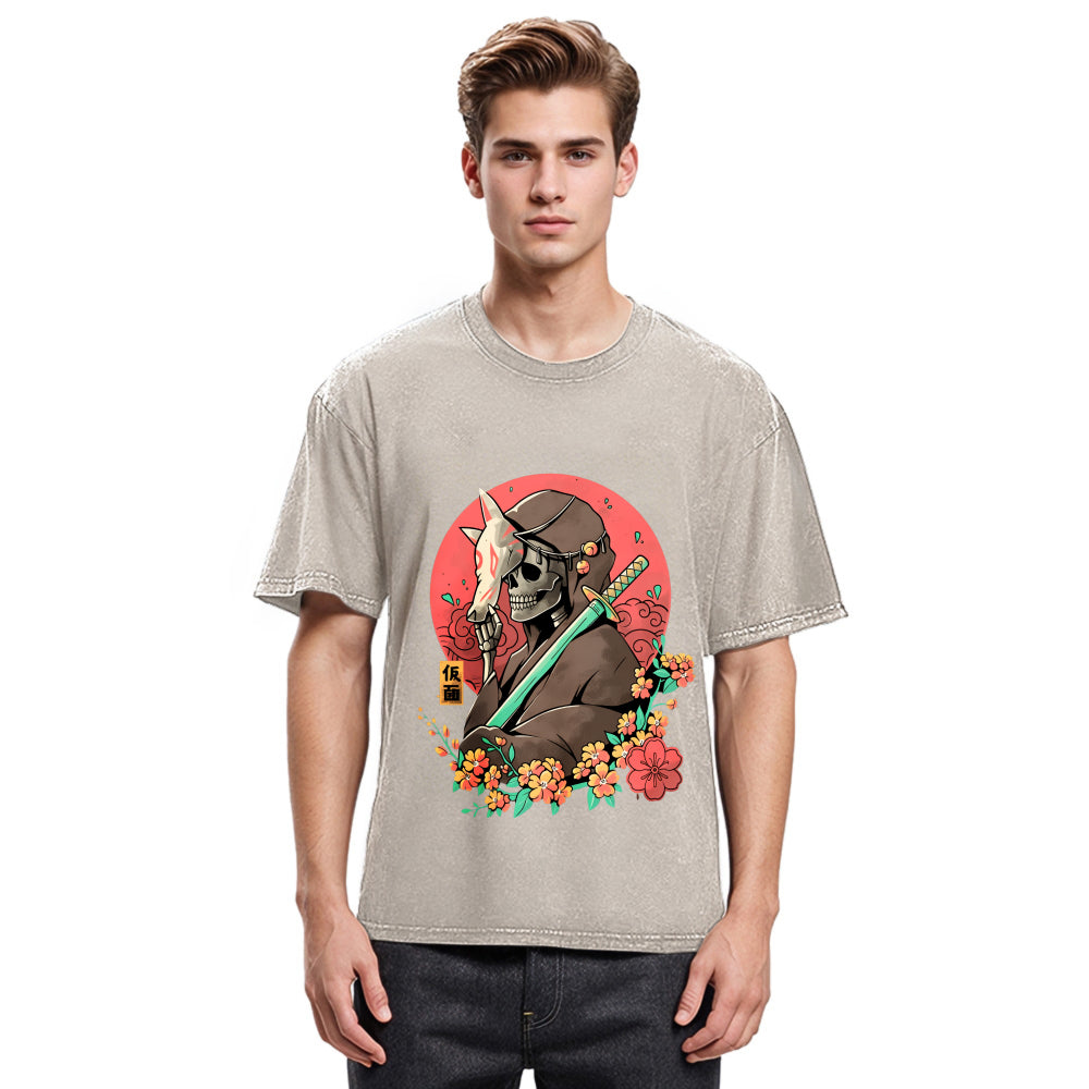Tokyosol Mask Samurai Skull Japanese Classic T-Shirt