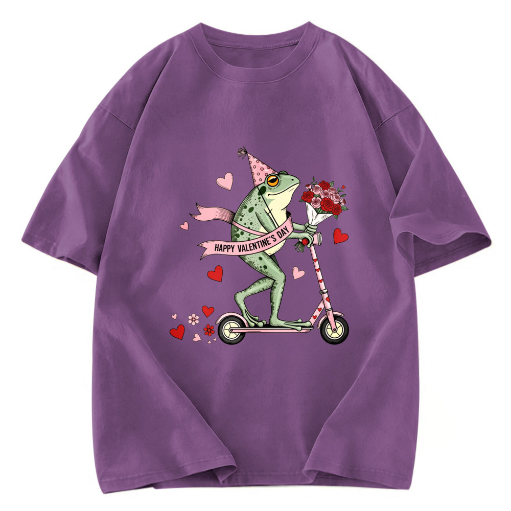 Tokyosol Funny Frog Valentine Washed T-Shirt