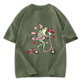 Tokyosol Funny Frog Valentine Washed T-Shirt