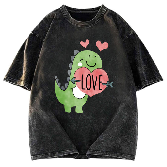 Tokyosol Love Valentines Day Dino Washed T-Shirt