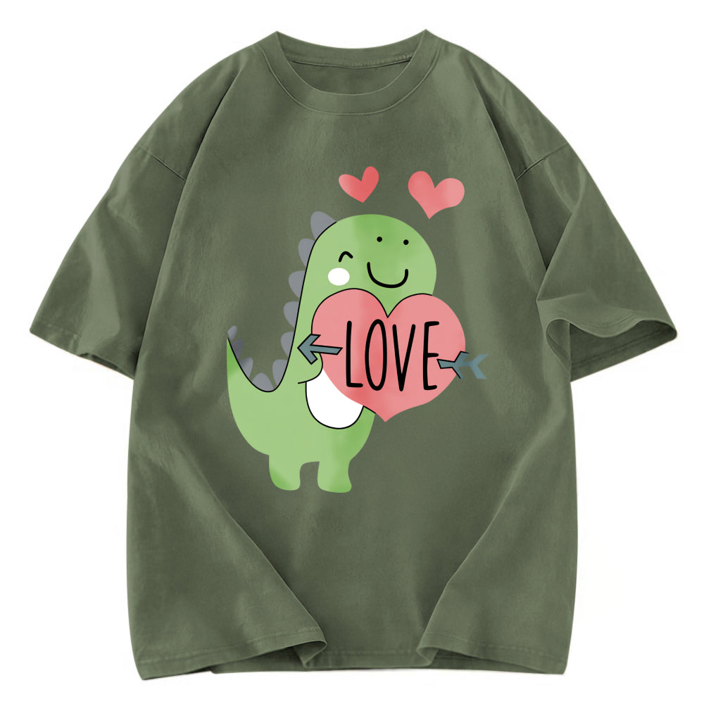 Tokyosol Love Valentines Day Dino Washed T-Shirt