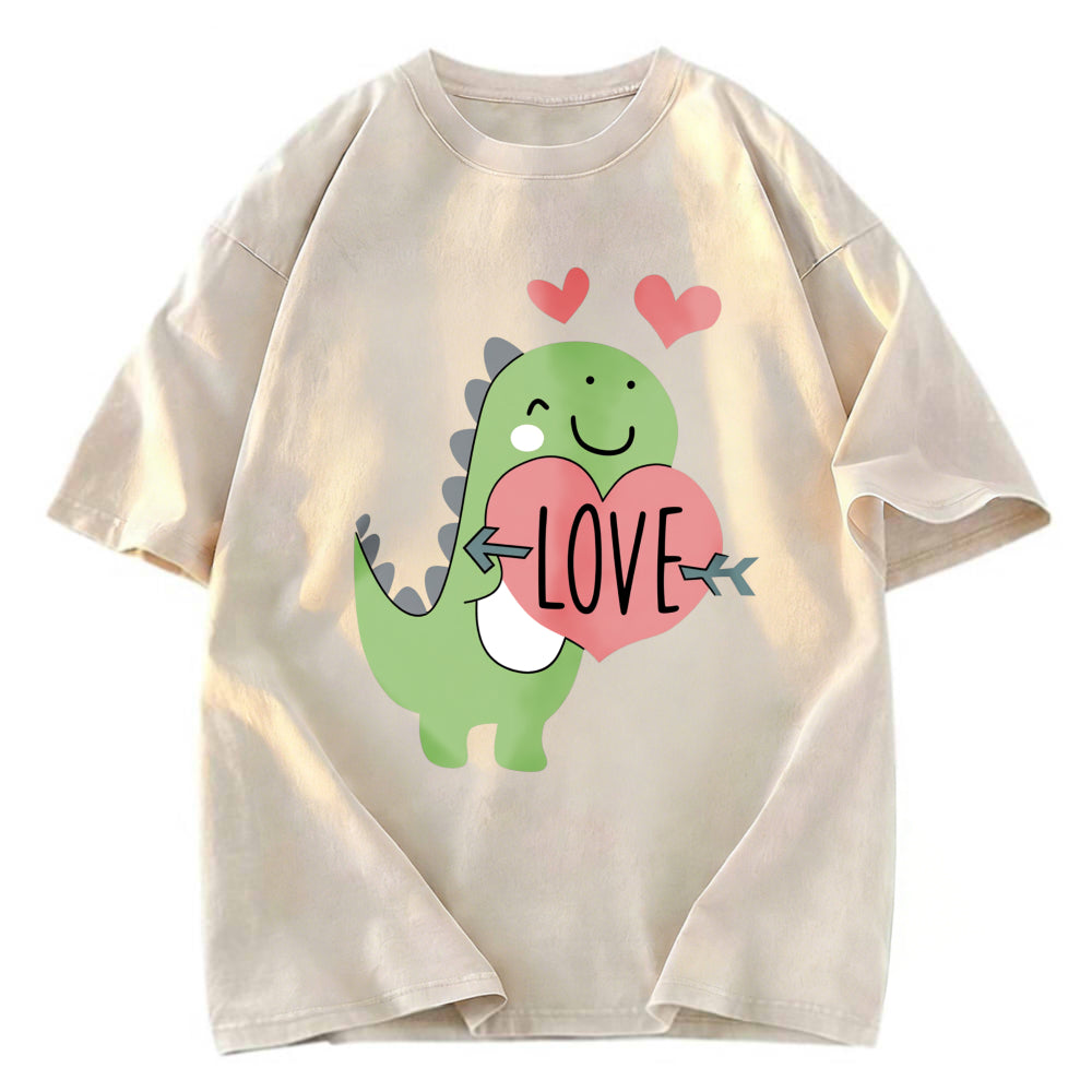 Tokyosol Love Valentines Day Dino Washed T-Shirt