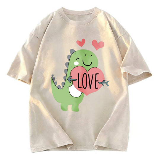 Tokyosol Love Valentines Day Dino Washed T-Shirt