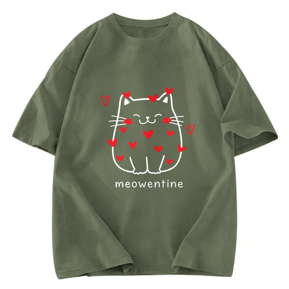 Tokyosol Funny Valentine's Day Kitten Washed T-Shirt