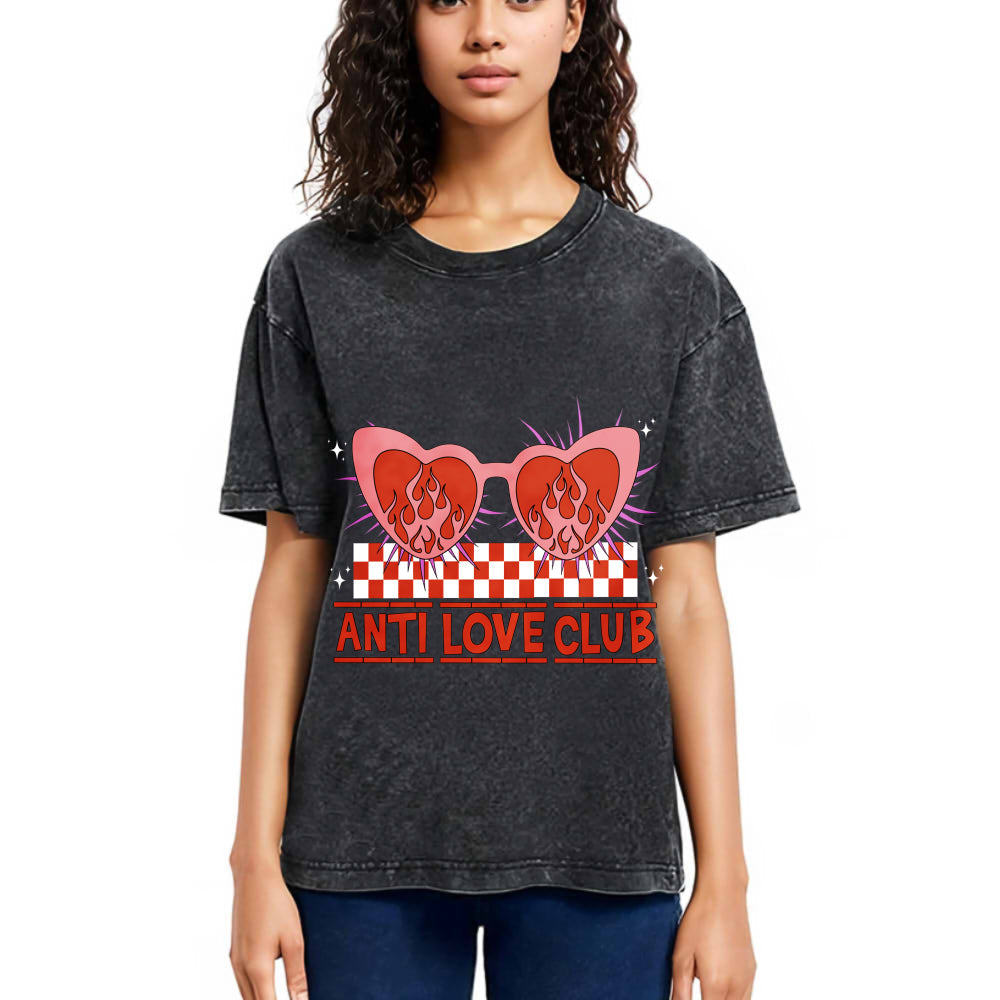 Tokyosol Funny Valentine's Day Heartbreak Washed T-Shirt