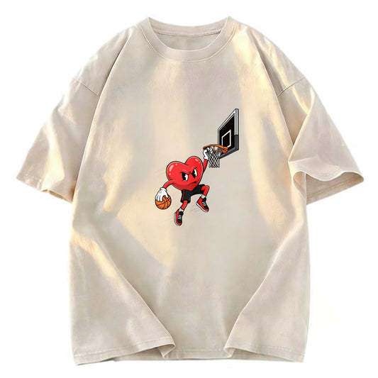 Tokyosol Basketball Heart Dunk Valentine Washed T-shirt