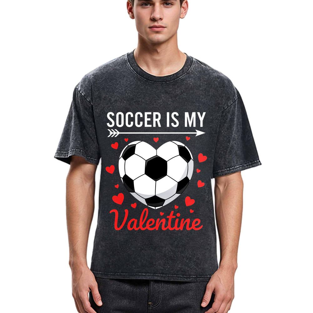 Tokyosol Soccer Is My Valentine Washed T-shirt