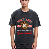 Tokyosol Funny Baseball Valentine Washed T-shirt