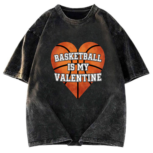 Tokyosol Heart Basketball Valentine Washed T-shirt