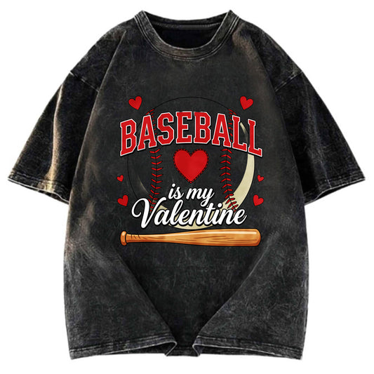 Tokyosol Baseball Is My Valentine Washed T-shirt