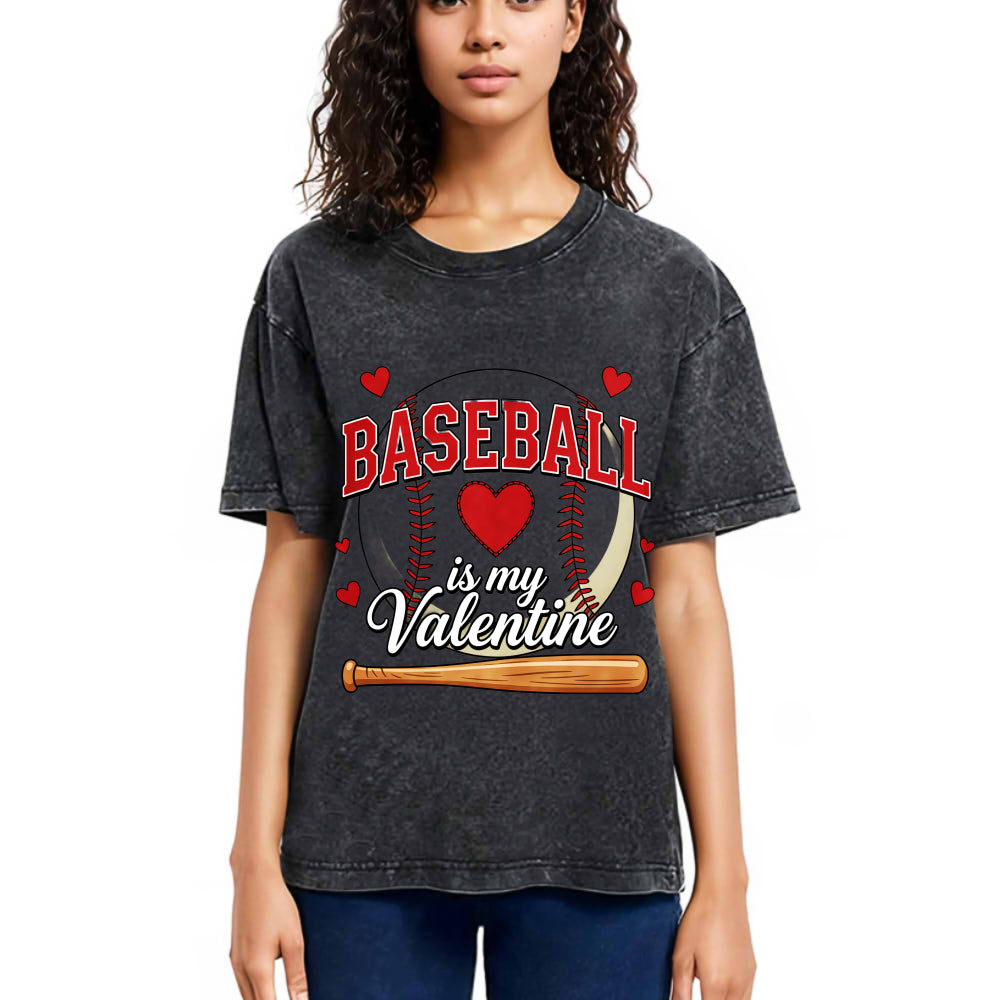 Tokyosol Baseball Is My Valentine Washed T-shirt
